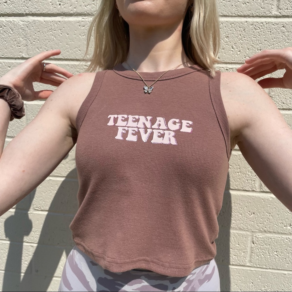 Teenage fever brown tank top